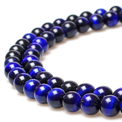 Image of jartc Rare Collection Natural Stone Beads Deep Blue Tigereye Round Loose for Jewelry Making DIY Bracelet Necklace (12mm)