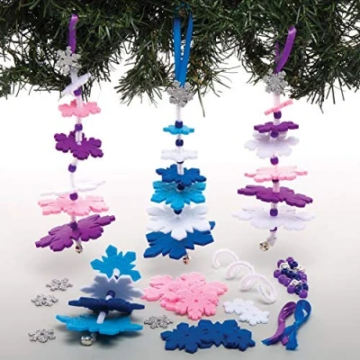 Image of Baker Ross AW901 Snowflake Christmas Tree Stacking Kits, Festive Arts and Crafts (Pack of 6), Assorted
