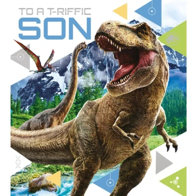 Image of Son Birthday Card, Card for Son, Jurassic Park Him