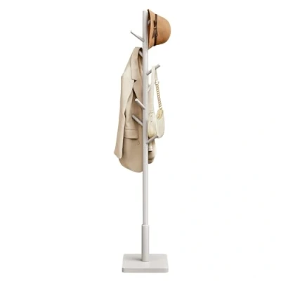 Image of VASAGLE Coat Rack, Solid Wood Stand, Free Standing Hall Tree with 8 Hooks for Coats, Hats, Bags, Purses, Entryway, Hallway, Rubberwood and Pole, Cappuccino Beige RCR010K01