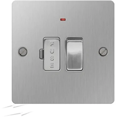Image of BG Electrical SBS52 13 A Nexus Brushed Steel Screwed Flat Plate Switched DP Fused Connection Unit With Neon
