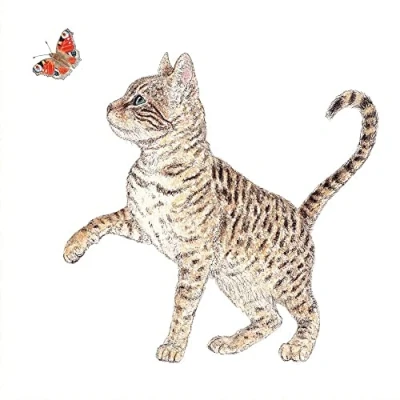 Image of Crafty Things 4 x Paper Napkins Kitten &amp; Butterfly Ideal for Decoupage/Napkin Art