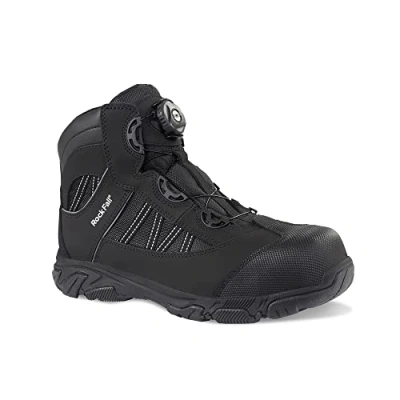 Image of Rock Fall Ohm Black Electrical Hazard Steel Toe Cap Boot, Water Repellent Safety Boots, SRC Slip Rated Work, Protective Midsole and Non Metallic UK 10.5