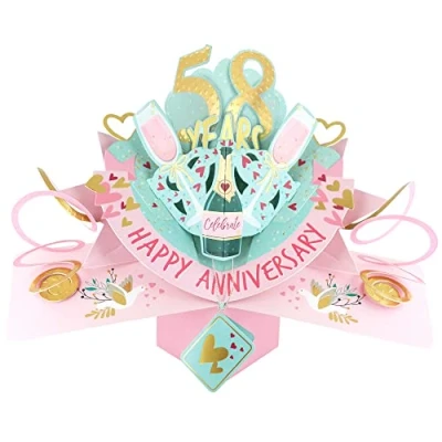 Image of 58 Years Happy 58th Anniversary Pop Up Greeting Card Love Kate&#039;s 3D Cards POP216MC58