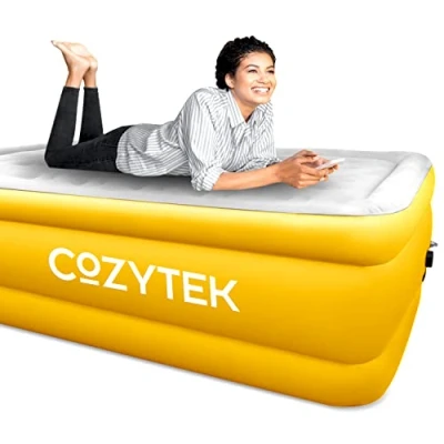 Image of Cozytek Premium Inflatable Mattress King Air Bed 203x152x46cm. Dark Grey Blow Up with Built in Electric Pump &amp; Airbed Storage Bag Included