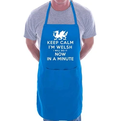 Image of Print4U Keep Calm I&#039;m Welsh Wales BBQ Novelty Cooking Apron Blue