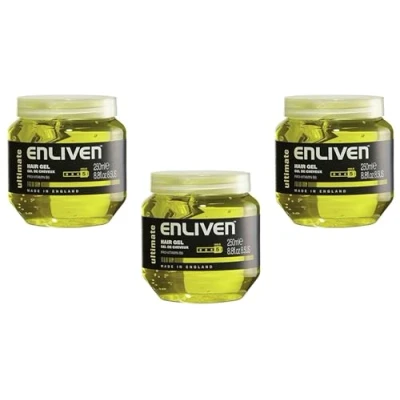 Image of 3 X ENLIVEN HAIR GEL WITH PRO VITAMIN B5 FOR ULTIMATE HOLD 250ML YELLOW. 502153