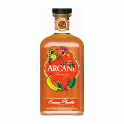 Image of Arcane Arrangé Banane Flambée : Flavoured Rum Distilled Mauritius, blended and bottled in France 40% Alcohol, 700ml Freshness delicacy a bottle