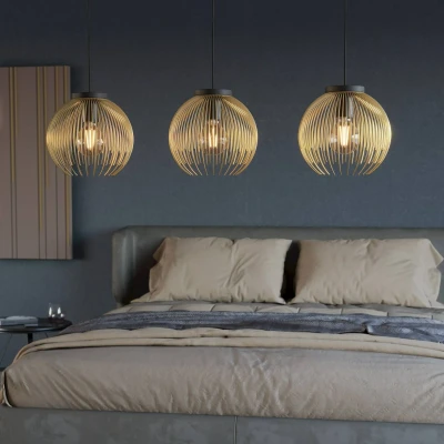 Image of EGLO Venezuela pendant light, black/gold, 3 bulb