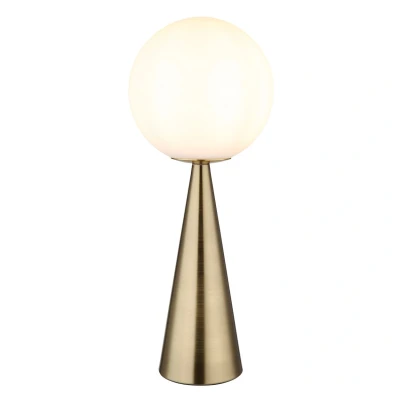 Image of Pinpal Globe Table Lamp Brass Coloured Matt Ball Opal Glass Shade 1x E27