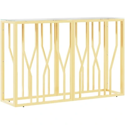 Image of vidaXL Console Table 110x30x70 cm Stainless Steel and Glass