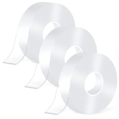 Image of KICQOM Double Sided Tape Heavy Duty,Strong Nano Mounting Tape,Removable Sticky Pads for Poster Walls Decor Carpet Tape,Multipurpose Clear Adhesive Picture Hanging Strips (3mx2cmx2mm) 3Pack