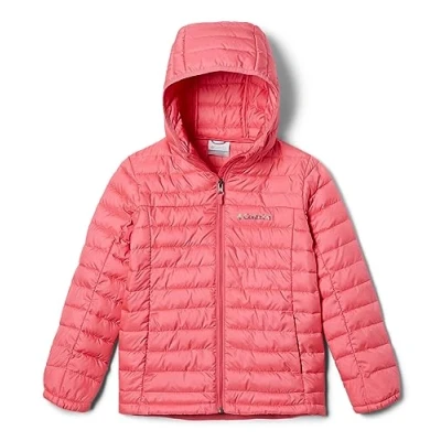 Image of Columbia Youth Girls Silver Falls Hooded Jacket Puffer Jacket, Camellia Rose, Size XL