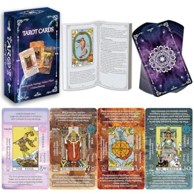 Image of IXIGER Tarot cards for Beginners with Meanings on Them,tarot and book set,Learning Deck Fortune Telling Game Keywords, Chakra, Planet, Zodiac, Element, Yes/No, Affirmations.