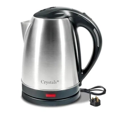 Image of Crystals 1.8L/1500W Brushed Stainless Steel Cordless Electric Kettle with Perfect Pour Spout &amp; Push Button Lid, Silver