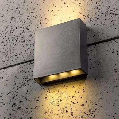 Image of CGC Lighting Outdoor Outside Wall Light Dark Grey Anthracite Up Down Garden LED Rectangular (Small)