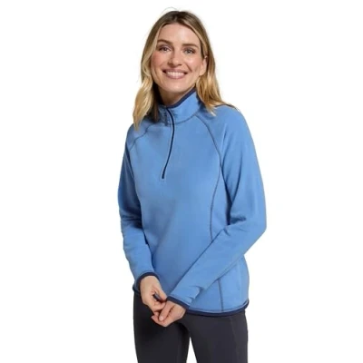Image of Mountain Warehouse Montana Womens Microfleece Breathable Ladies Sweater, Quick Drying Pullover, Warm Fleece Jacket, Half Zip For Autumn Winter, Travelling, Outdoors Dark Blue Women&#039;s Size 10