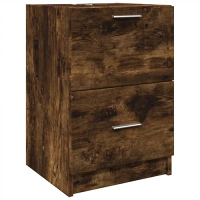 Image of vidaXL Sink Cabinet Vanity Unit Storage Cupboard Smoked Oak Engineered Wood