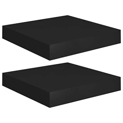 Image of vidaXL Floating Wall Shelves Set of 2, Heavy Duty Honeycomb MDF &amp; Metal Frame, Easy Installation Perfect for Living Room, Bedroom, Office Black, Modern Design