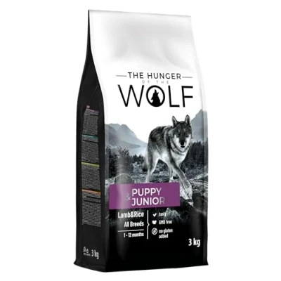 Image of THE HUNGER OF WOLF Dry Dog Food for Puppy and Junior with Lamb Rice All Breeds, Delicate Formula, 3 kg