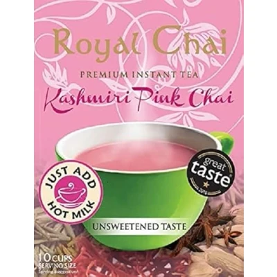 Image of Royal Chai Kashmiri Pink Unsweetened 10 Single Serving Sachets Premium Instant Tea 140g