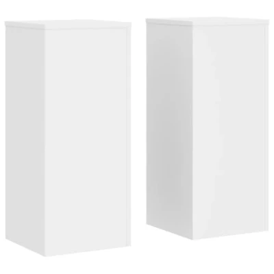 Image of vidaXL Plant Stands 2 Pcs White Engineered Wood Indoor/Outdoor Flower Pot Holders 30x30x70 cm, Modern Hollow Design, Easy to Clean