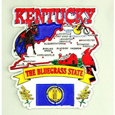 Image of World By Shotglass Kentucky State Elements Map Fridge Collectible Souvenir Magnet