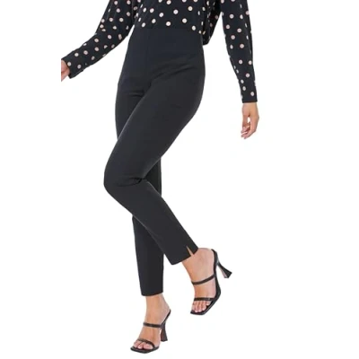 Image of Roman Originals Stretch Trousers for Women UK Ladies High Waisted Pants Pull On Leggings Smart Slimming Office Work Fitted Tailored Tapered Regular &amp; Plus Sizes Petite Black (26 in) Size 16