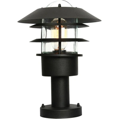 Image of Helsingor 1 Light Outdoor Coastal Pedestal Lantern Black IP44, E27