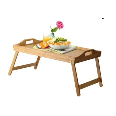 Image of ADEPTNA Real Bamboo Wooden Folding Breakfast Tray with Legs lunch dinner Serving Lap Table Mate (NATURAL)