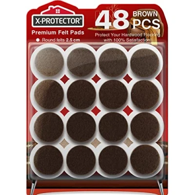 Image of Felt Furniture Pads X Protector 48 PCS 25mm Premium Floor Chair Felts for Feet Wood Floors Hardwood Protect Your Hard Floors!
