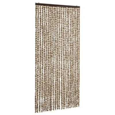 Image of vidaXL Insect Control curtain in Beige and Brown 100x220 cm Chenille door for Home Mobile Homes