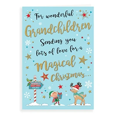 Image of Piccadilly Greetings Group Ltd Modern Christmas Card to The Grandchildren 9 x 6 inches Greetings, A41367