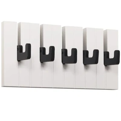 Image of RICOO Premium Coat Hooks for Kids, WM1886 S, Wall Mounted, Black &amp; White Wooden Design 29x15x2cm Ideal Homes, Schools Kids’ Rooms