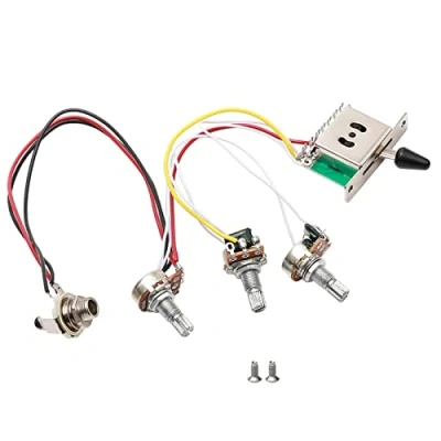 Image of Strat Guitar Wiring Harness Prewired 3x 500k Pots 1 Volume 2 Tone Control Knobs 5 Way Switch