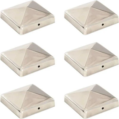 Image of vidaXL Pyramid Fence Post Caps 6 pcs Stainless Steel 91x91 mm