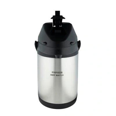 Image of Pioneer Flasks Stainless Steel Lever Airpot, Hot Water Dispenser, Conference Event Flask, 3 litres, Silver