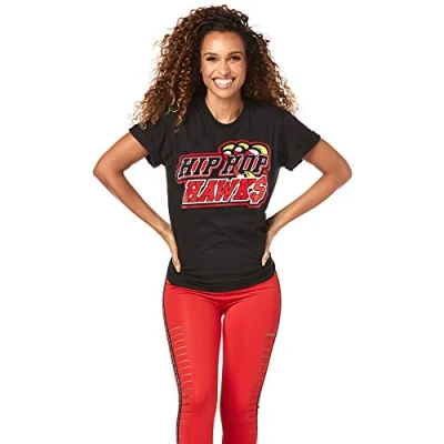 Image of Zumba Athlétique Top Femme Coupe Ample Dance Fitness Vetements Sport Haut d&#039;Entraînement, Bold Black D, XS