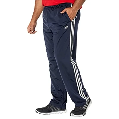 Image of adidas Men&#039;s Big &amp; Tall Essentials Warm Up Open Hem 3 Stripes Tracksuit Bottoms, Legend Ink/White, X Large/Tall