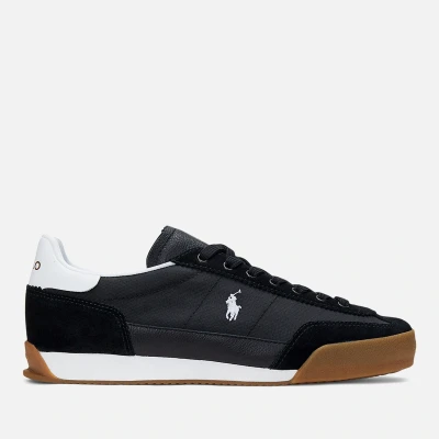 Image of Polo Ralph Lauren Hester Suede &amp; Canvas Sneaker Trainers, Men&#039;s, Size: 9, Black/white Leather/synthetics