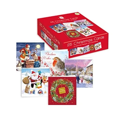 Image of Giftmaker Pack 25 Variety Selection Christmas Cards 5 Festive Designs
