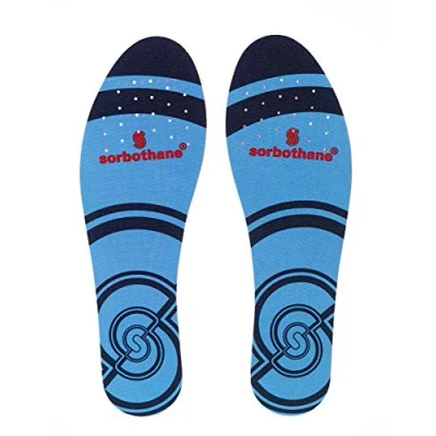 Image of Sorbothane Full Strike Insoles, 44 45 (UK 10), Shock Absorbing Shoe Soles for Football Boots, Running, or Walking, Impact Reducing Footbeds Plantar Fasciitis, Heel Support, and Arch Pain
