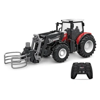 Image of Korody K 6634 1:24 TRACTOR WITH FRONT HAY BALE GRAB ARM RC, Red