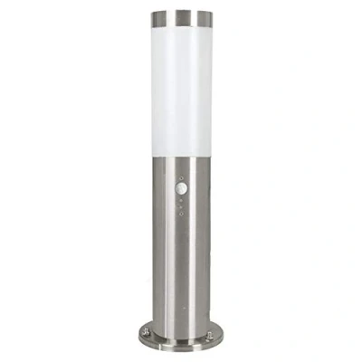 Image of Eglo LED Pathway Light Helsinki, 1 Bulb Outdoor Floor Light, Motion Sensor Made of Stainless Steel and Plastic, Colour: Silver, White, Socket: E27, IP44