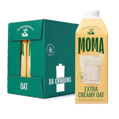 Image of MOMA Extra Creamy Oat Drink 750ml x 6 100% Plant Based &amp; Vegan Made with British Oats for Superior Indulgent, Rich Taste No Added Sugar Enriched Vitamins