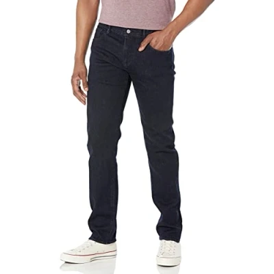 Image of Armani Exchange AX Men&#039;s 5 Pocket Straight Denim Dark Rinse, Indigo Denim/Indigo, 34