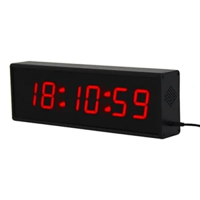 Image of Ravencourt Digital LED Clock/Timer, Aluminium alloy, Black and Red, Medium