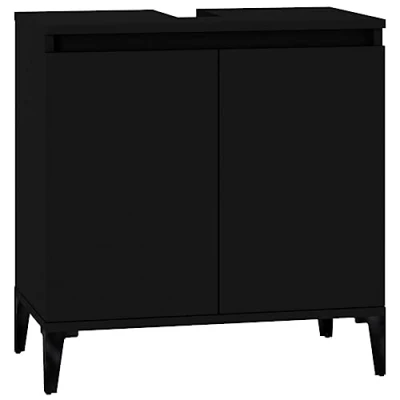 Image of vidaXL Sink Cabinet Black 58x33x60 cm Engineered Wood
