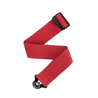 Image of D&#039;Addario Auto Lock Guitar Strap Acoustic &amp; Electric Accessories Easy to Use Locking Straps Uses Existing Buttons Polypro Red