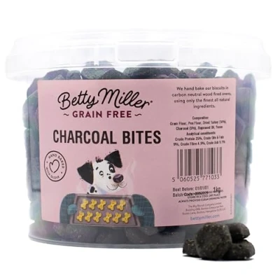 Image of Betty Miller Grain Free Dog Treats Biscuits (1kg, Charcoal Bites)